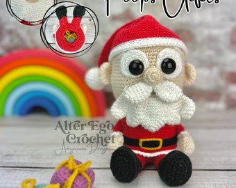 Santa Claus Surprise crochet amigurumi pattern, Christmas decor, poops presents, stacking toy, interactive, eats cookies