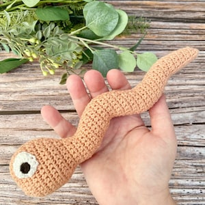 Crochet earthworm pattern, amigurumi earthworm pattern, crochet worm, hæklet regnorm, crochet snake, amigurumi snake, Instant PDF download