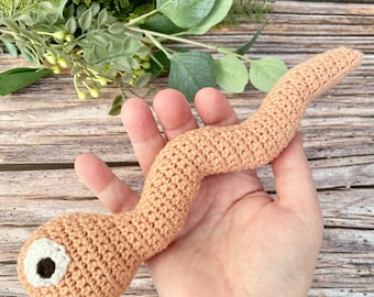 Crochet earthworm pattern, amigurumi earthworm pattern, crochet worm, hæklet regnorm, crochet snake, amigurumi snake, Instant PDF download