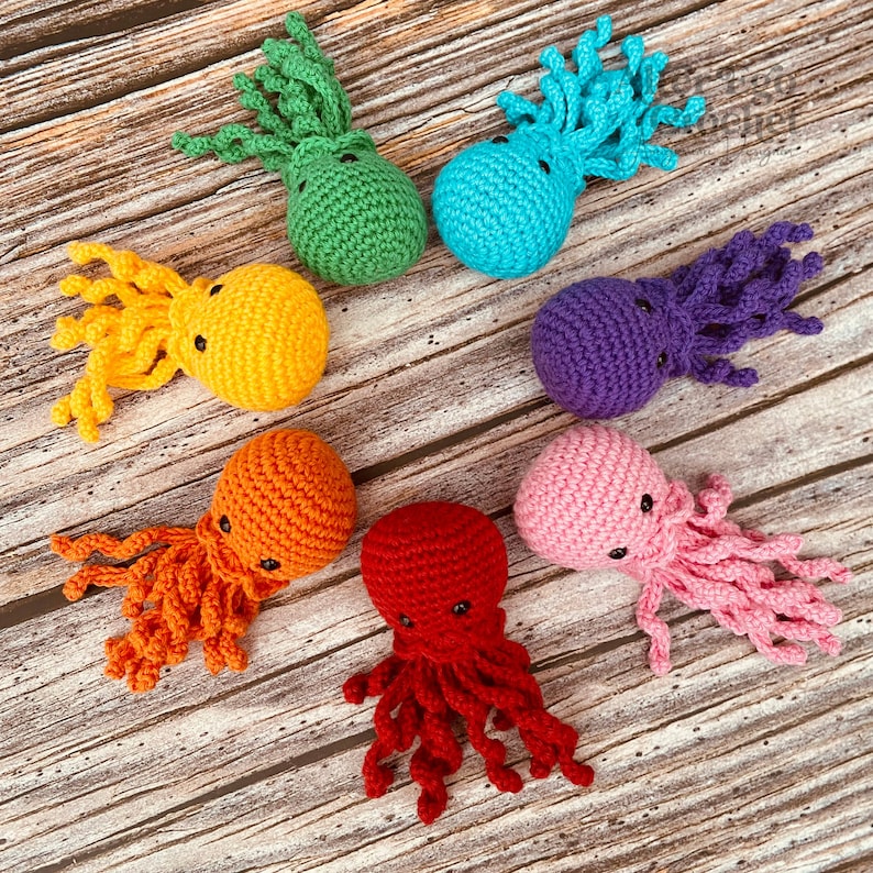 NO SEW jellyfish crochet amigurumi pattern, jelly fish, octopus, squid, cotton and chenille version image 6