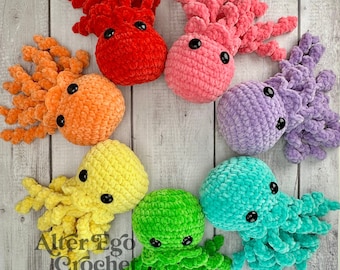 SANS COUTURE - modèle amigurumi méduses au crochet, version méduse, pieuvre, calmar, chenille et coton