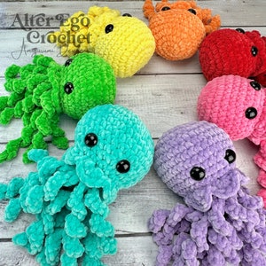 NO SEW jellyfish crochet amigurumi pattern, jelly fish, octopus, squid, cotton and chenille version image 5