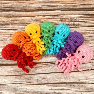 NO SEW jellyfish crochet amigurumi pattern, jelly fish, octopus, squid, cotton and chenille version image 3