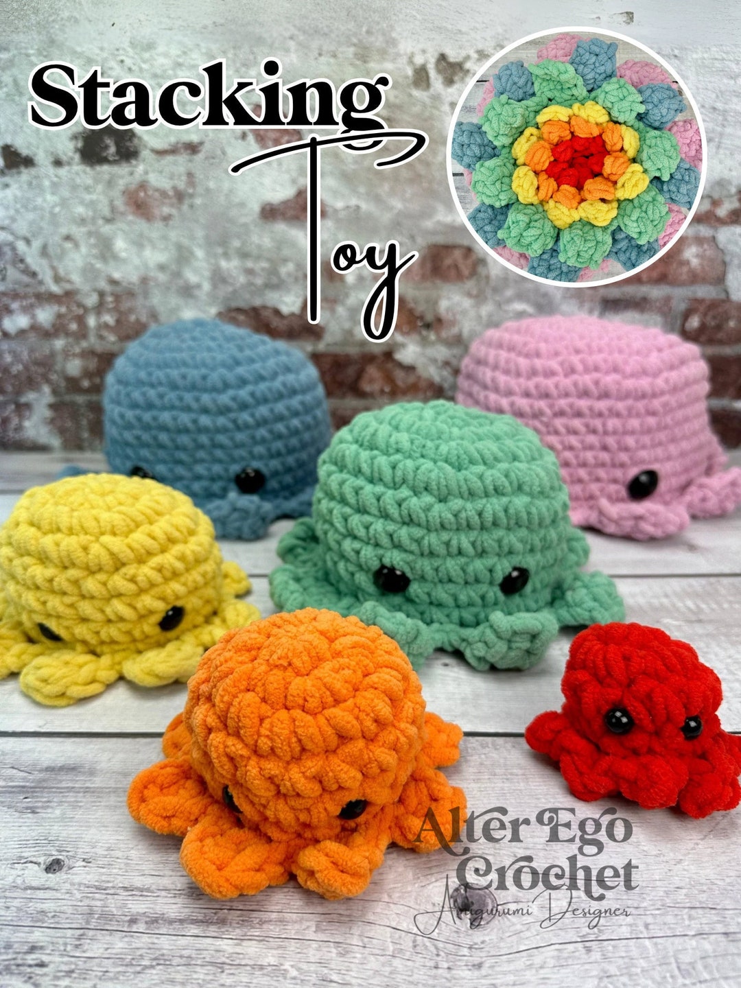 Octopus Stackable Markers NO SEW Stacking Octopus Amigurumi Crochet Pattern, Playset, Interactive ...