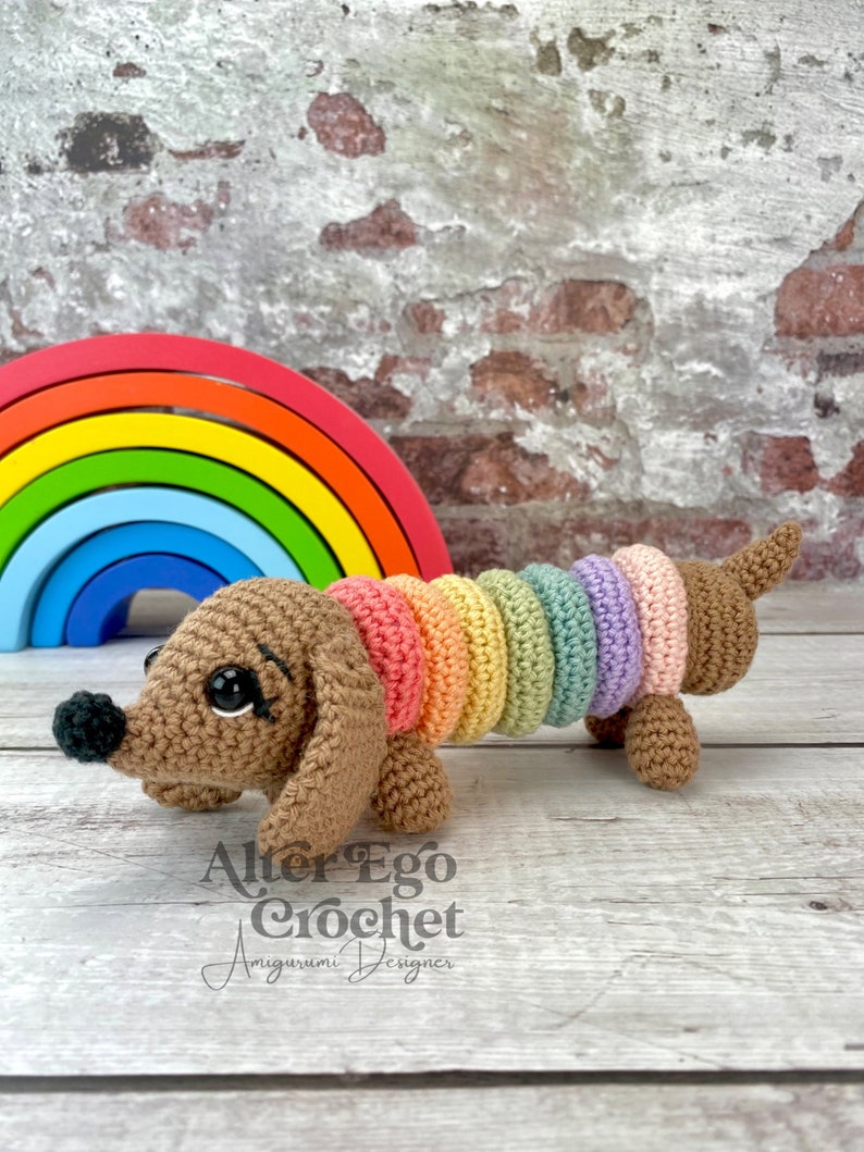 Dog crochet amigurumi pattern - Interactive Stacking Toy Playset for Cute Wiener Dachshund image 6