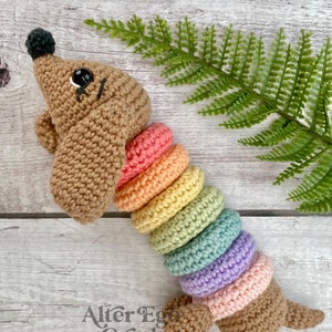 Dog crochet amigurumi pattern - Interactive Stacking Toy Playset for Cute Wiener Dachshund image 5