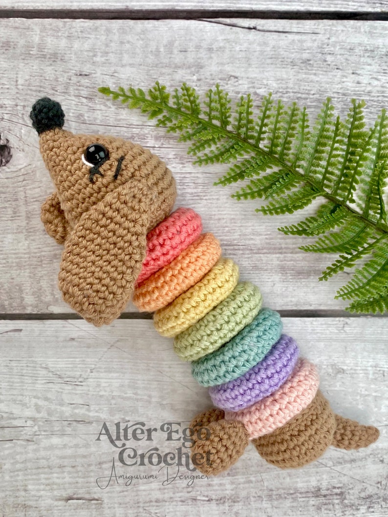 Dog crochet amigurumi pattern - Interactive Stacking Toy Playset for Cute Wiener Dachshund image 5