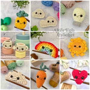 Mini amigurumi crochet pattern bundle, tiny, small, animal, fruit, flower, ice cream, vegetables, weather, food, cup, star, ufo, PDF pattern image 5