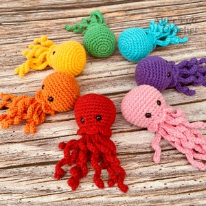 NO SEW jellyfish crochet amigurumi pattern, jelly fish, octopus, squid, cotton and chenille version image 10