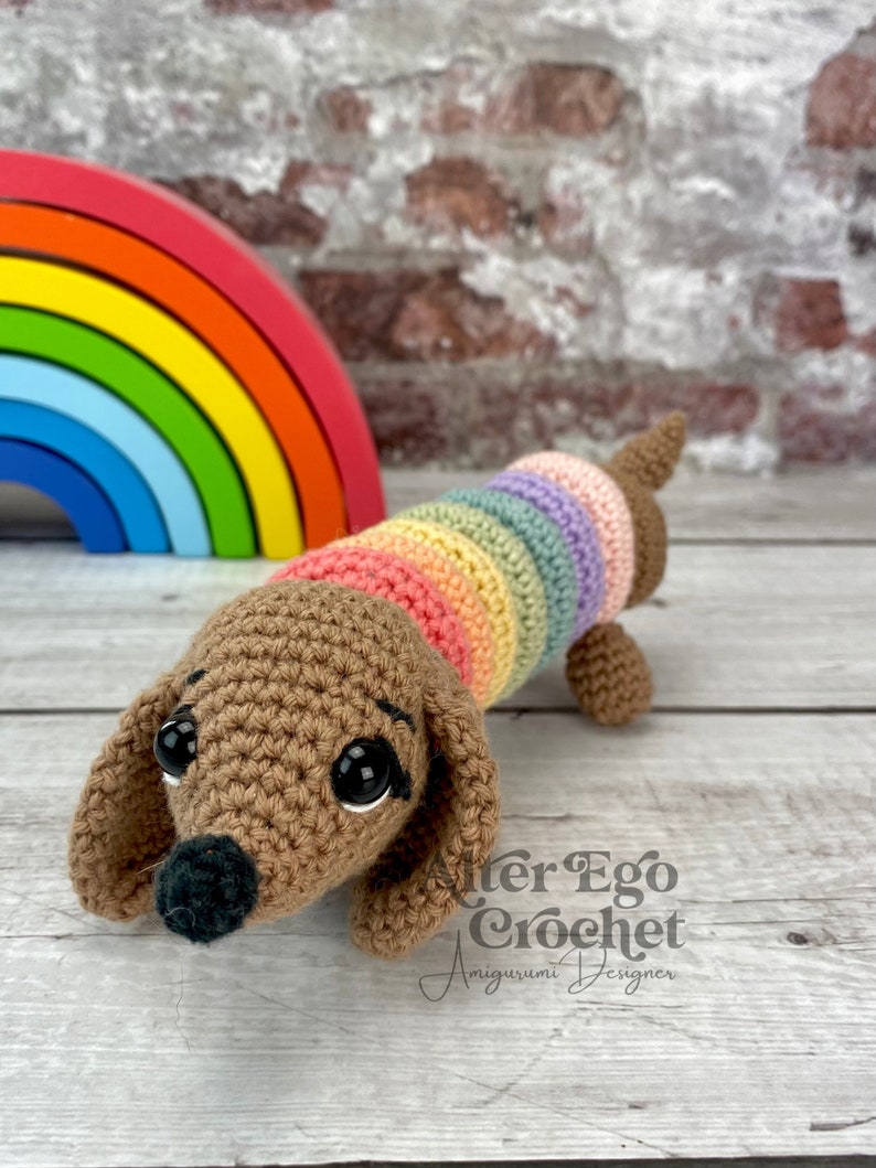 Dog crochet amigurumi pattern - Interactive Stacking Toy Playset for Cute Wiener Dachshund image 8