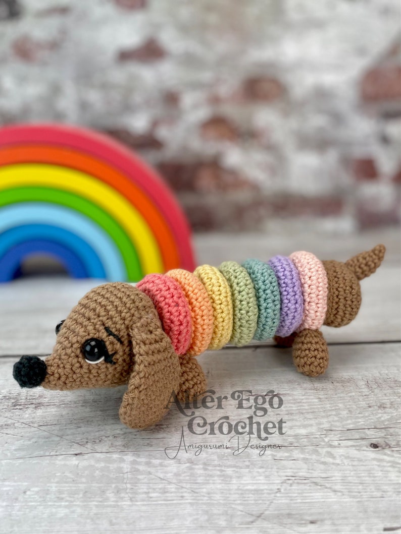 Dog crochet amigurumi pattern - Interactive Stacking Toy Playset for Cute Wiener Dachshund image 3