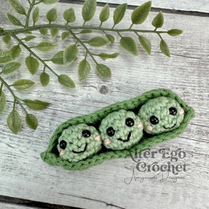 NO SEW pattern - Peas in a Pod crochet amigurumi pattern, food, fruit, vegetables, veggies