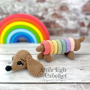Dog crochet amigurumi pattern - Interactive Stacking Toy Playset for Cute Wiener Dachshund image 4
