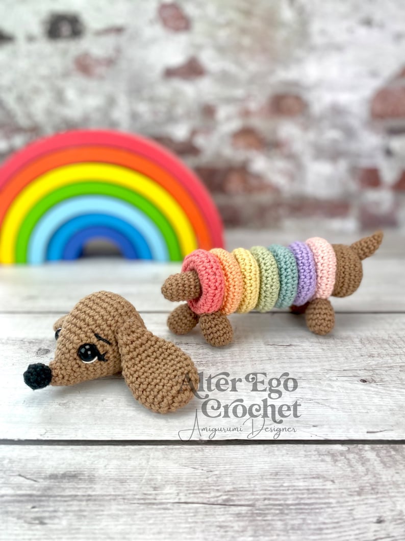 Dog crochet amigurumi pattern - Interactive Stacking Toy Playset for Cute Wiener Dachshund image 4