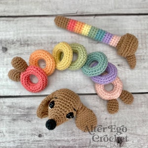 Dog crochet amigurumi pattern - Interactive Stacking Toy Playset for Cute Wiener Dachshund image 2