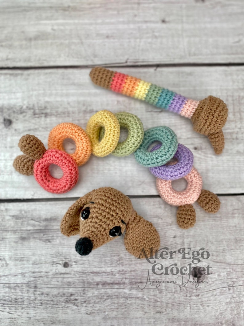 Dog crochet amigurumi pattern - Interactive Stacking Toy Playset for Cute Wiener Dachshund image 2