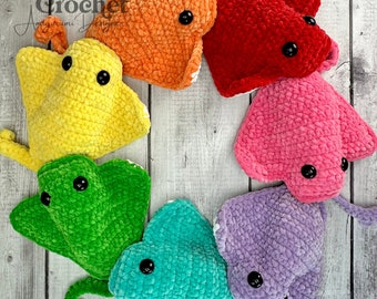 NO SEW gehäkelter Amigurumi Rochen, Rochen, Mantarochen, Fisch, Häkelrochen, Plattfisch, Meerestier, sofort-PDF-Download