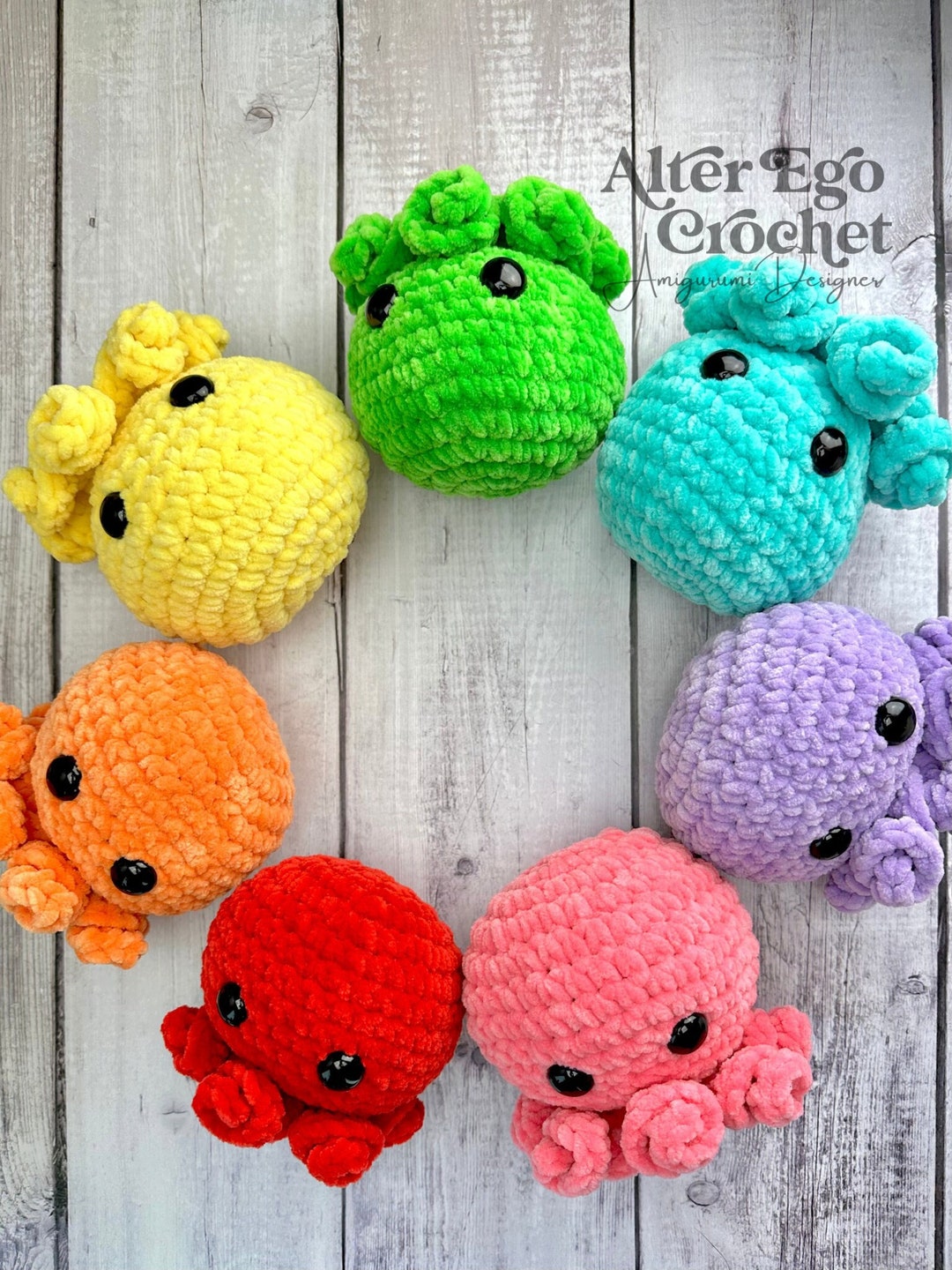 Patrón amigurumi de pulpo a crochet SIN COSER, calamar, medusa