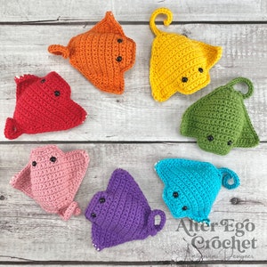 NO SEW crochet amigurumi ray pattern, sting ray, manta ray, fish, hæklet rokke, flatfish, sea creature, instant PDF download