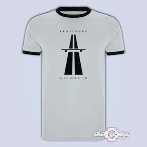 KRAFTWERK Tribute  AUTOBAHN RETRO tECHNO T-shirt Ringer White