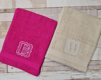 Monogram Personalised Embroidered Luxury Towels, Embroidered Bath, Hand Initial Towel