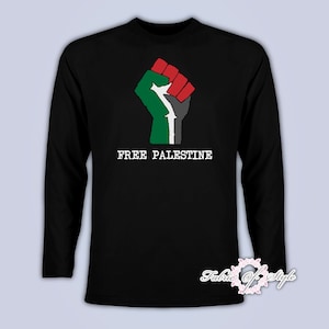 FREE PALESTINE Gaza FREEDOM Mens Adults Top Mens T-shirt Long Sleeve Black