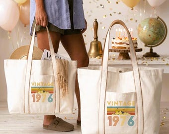 Vintage 1976 Courtside-draagtas Tote Verjaardagscadeau Cadeau voor haar