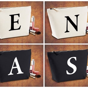 Personalized Canvas Makeup Bag: Custom Letter Accessory Pouch