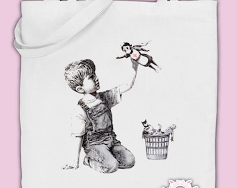 Banksy Superhero Nurse Cotton Tote Bag