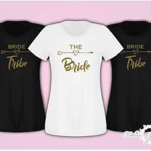 Hen Party Tshirts Do Party Bride Tribe 2025 T-shirt Ladies Female  - Gold