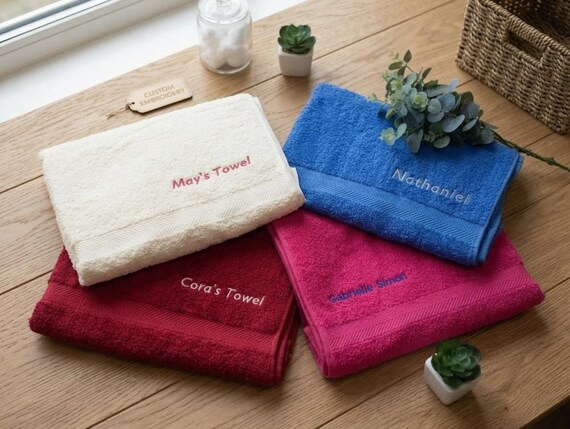 Personalised Embroidered Towels, Custom Luxury Bath Sheet Hand Towel, Premium Quality Absorbent Gift, Stunning Colours Monogrammed