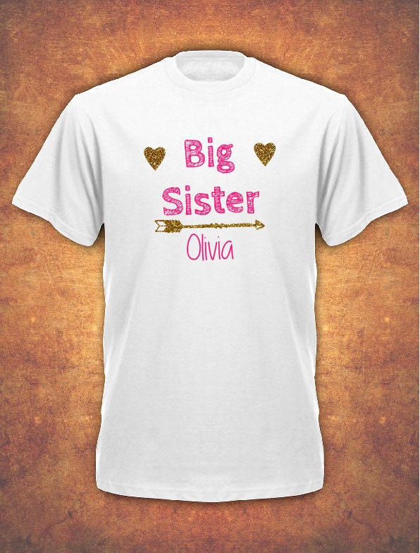 Image of Personalised Big Sister Birthday Gift New Born Boy Childrens T-Shirt Kids