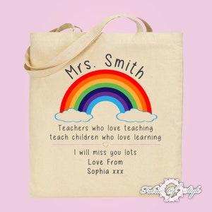 Sac fourre-tout personnalisé pour professeur : cadeau de fin d&#39;études arc-en-ciel