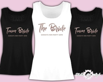 Vest Tank Top Hen Do Party Team Bride Tribe Bachelorette Party Shirts 2023 Personalised T-shirt Ladies Female Rose Gold