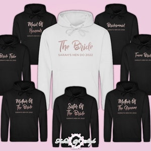 Personalized Rose Gold Hen Do Hoodie: Bride Tribe, Bridesmaid, Mother