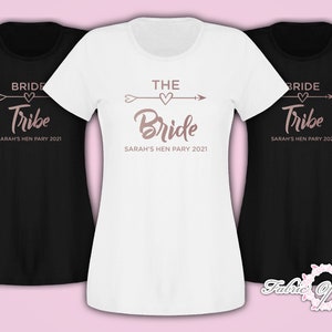 Personalized Rose Gold Hen Party T-Shirts: Bride Tribe, Bridal Party