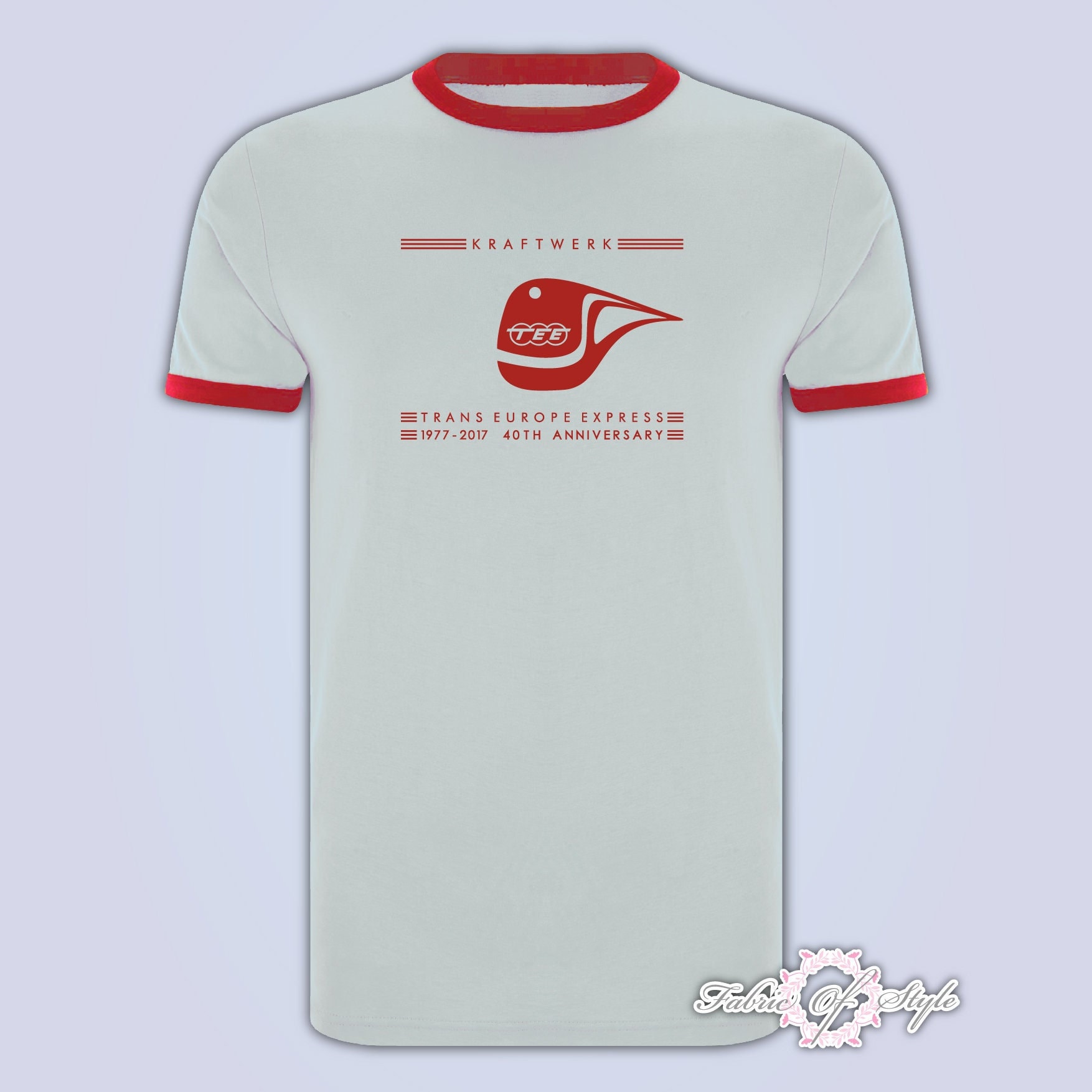 T-shirt rétro KRAFTWERK trans EUROPE EXPRESS 40e anniversaire blanc rouge