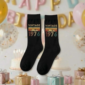 Vintage 1976 Socks – Retro 50th Birthday Gift, Cotton Blend Crew Socks