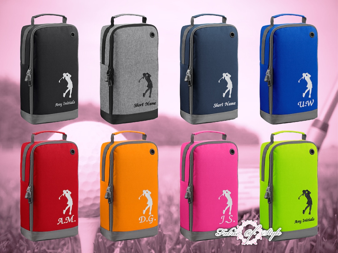 Personalised Lady Golfer Embroidered Initials Golf Player Shoe Bag