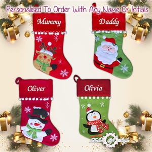 Christmas Personalised Christmas Stocking Luxury Embroidered Xmas Stockings Sack Boy Girl  Pom Pom