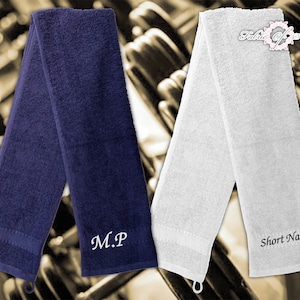 Personalised Gym Towel  Fitness Sport  Running -  Gift for Him Her Mum Dad Christmas - Embroidered with Any Name or Initials
