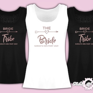 Personalized Bride Tribe Tank Top: Rose Gold Hen Party Vest