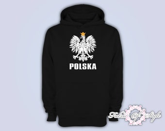 Bluza Polska Euro Polonais Pologne Football Volley-Ball Fans Sport Polska Femmes Adultes Haut À Capuche S- 5XL Noir