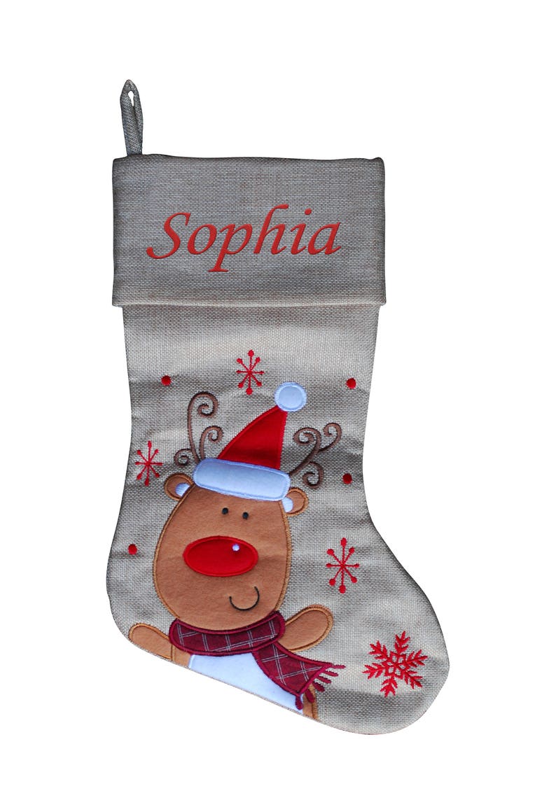 Personalised Kids Luxury Embroidered Xmas Stocking Red Christmas 2018