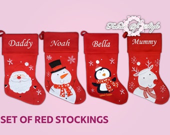 Personalised Christmas Stocking Luxury Embroidered Xmas Stockings Sack Boy Girl