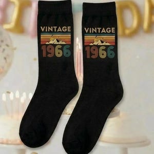 Vintage 1966 Socks – Retro 60th Birthday Gift, Cotton Blend Crew Socks