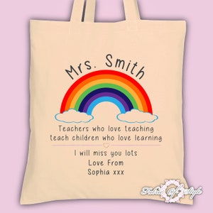 Sac fourre-tout personnalisé pour professeur : cadeau de fin d&#39;études arc-en-ciel