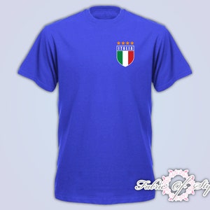 Retro Italy Football T Shirt Italia Italian Italy T-shirt Mens Royal Blue