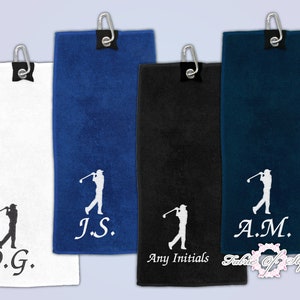 Personalised Embroidered Golf Microfibre Towel  Any Name Gift Gifts Men Perfect for Dad, Grandad, Friend, Birthday, Christmas , Fathers Day