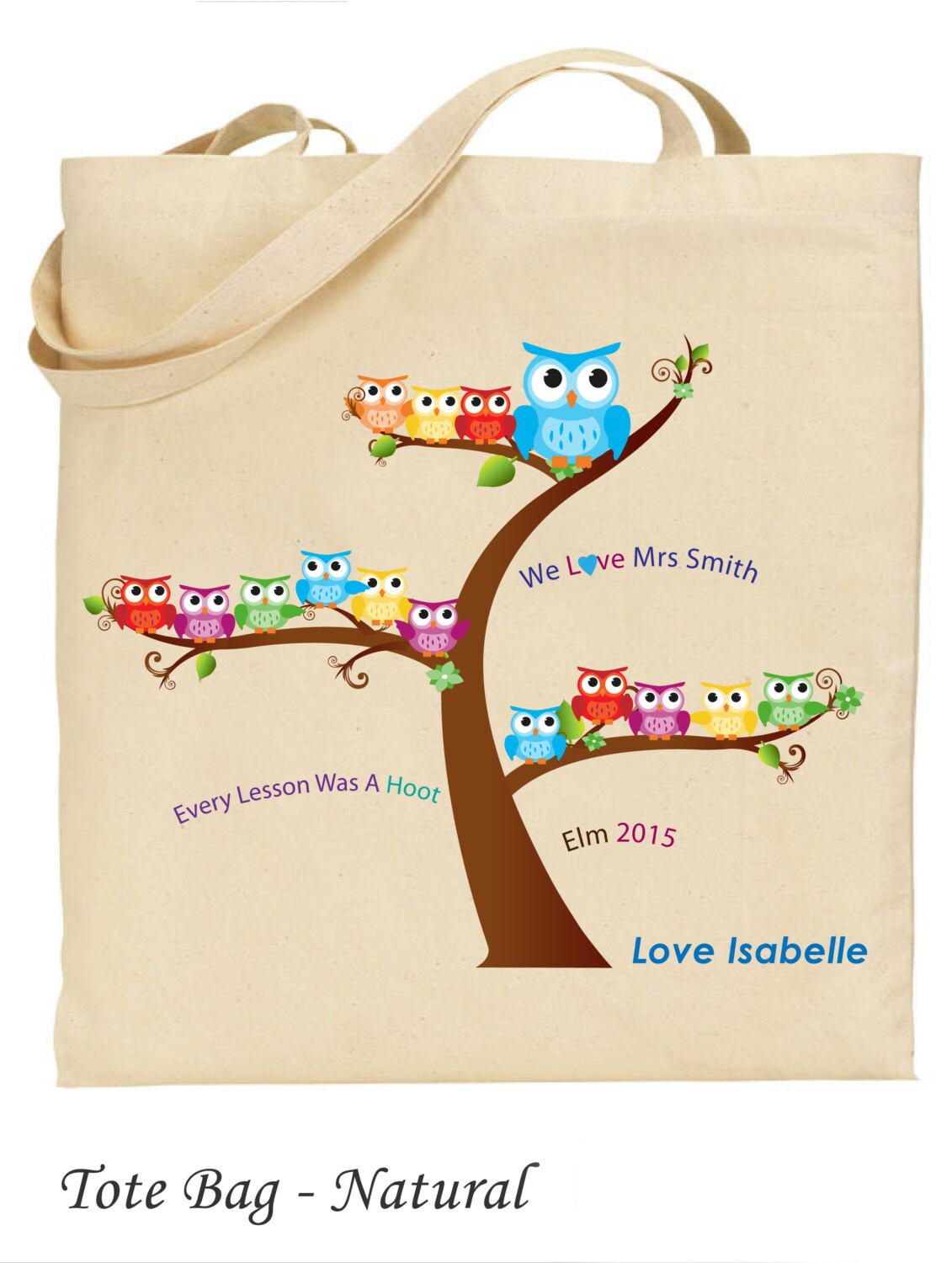 PERSONALISED Thank You Teacher School Gift Cotton Tote Bag STORY TIME OWL